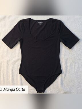 Old Navy Black Short Sleeve Bodysuit Size S Scoop Neck